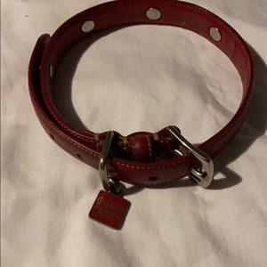 Coach red leather dog collar